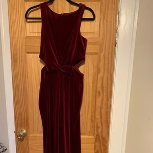 Floor length velvet gown